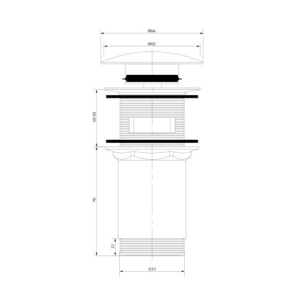 OMNIRES A706AT - Gornji dio sifona za umivaonik CLICK-CLACK pr. 6,6 cm četkani antracit