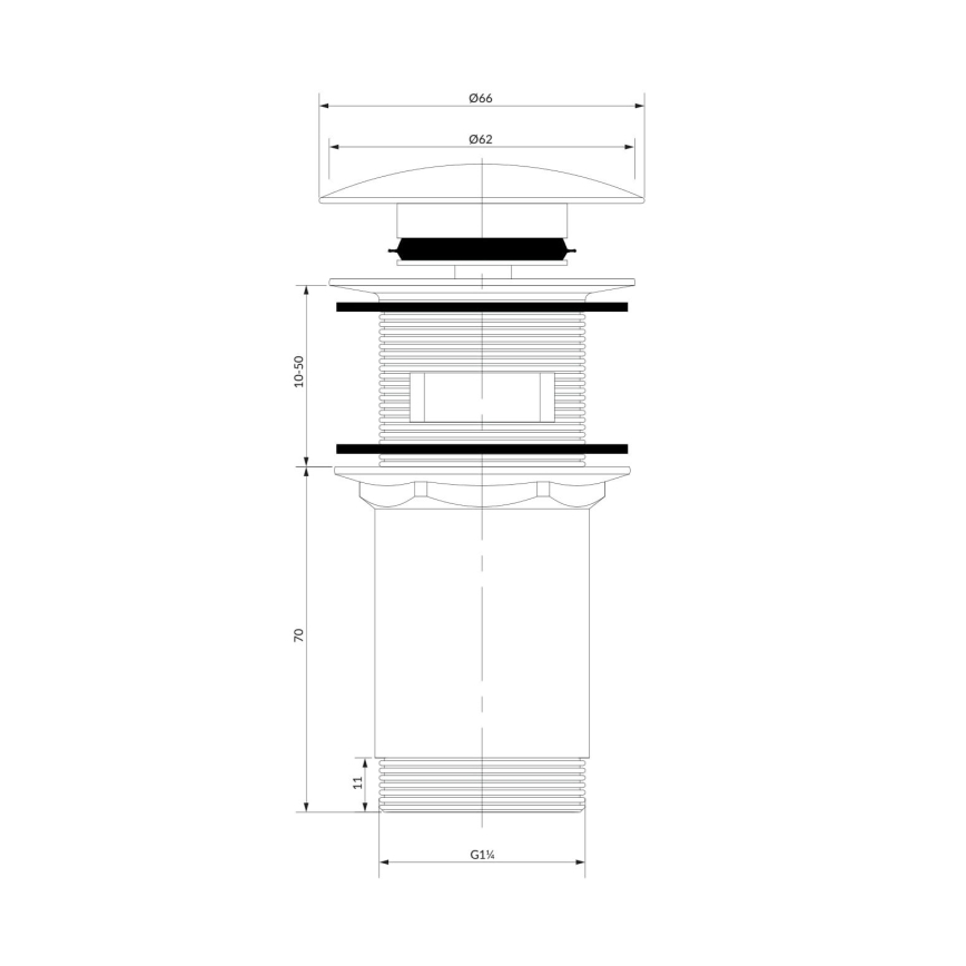 OMNIRES A706AT - Gornji dio sifona za umivaonik CLICK-CLACK pr. 6,6 cm četkani antracit