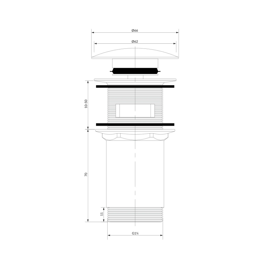 OMNIRES A706BM - Gornji dio sifona za umivaonik CLICK-CLACK pr. 6,6 cm mat bijela
