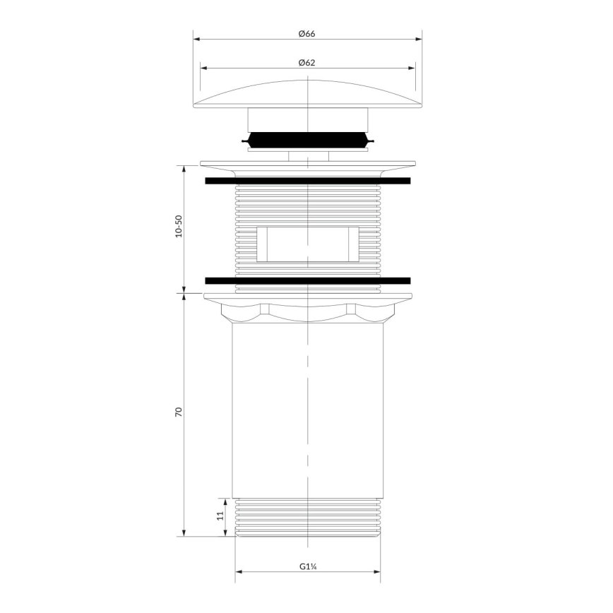 OMNIRES A706CPB - Gornji dio sifona za umivaonik CLICK-CLACK pr. 6,6 cm četkani bakar
