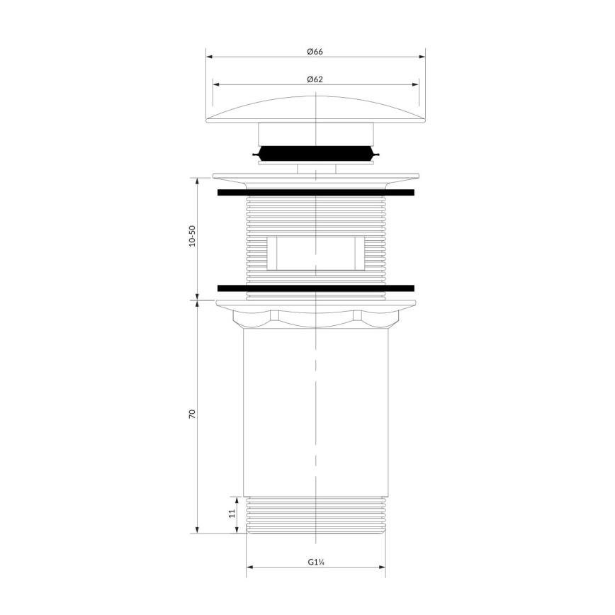 OMNIRES A706GR - Gornji dio sifona za umivaonik CLICK-CLACK pr. 6,6 cm četkani grafit