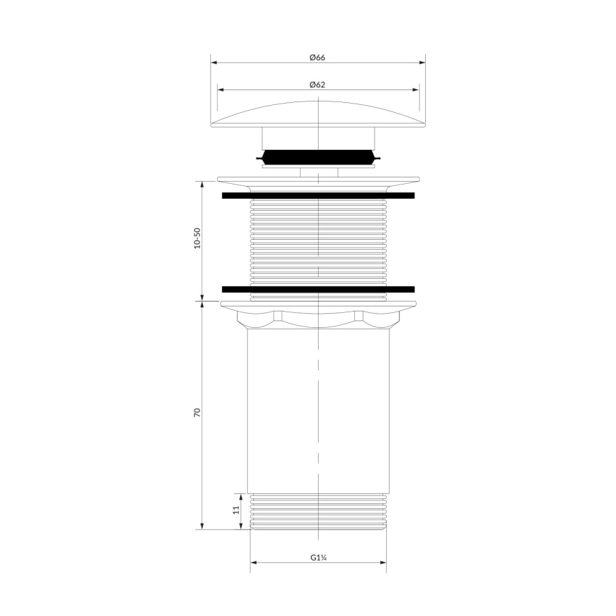 OMNIRES A716BL - Slavina za umivaonik CLICK-CLACK promjera 6,6 cm polumat crna
