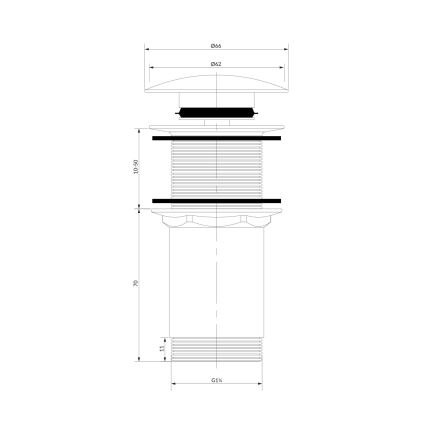OMNIRES A716BP - Gornji dio sifona za umivaonik CLICK-CLACK pr. 6,6 cm sjajna bijela