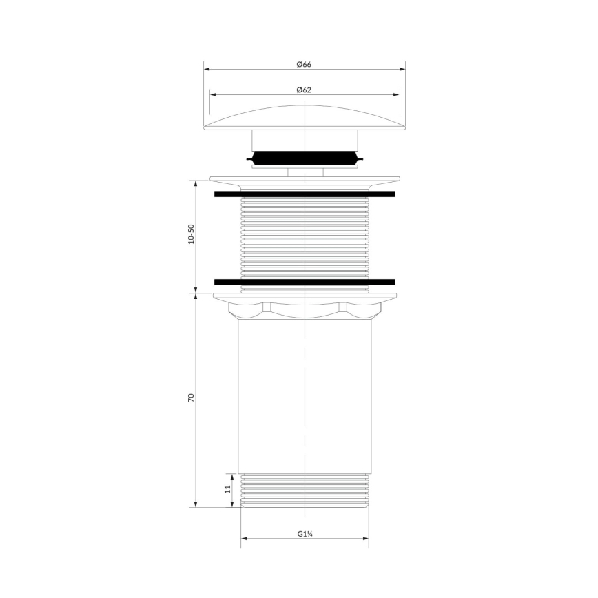 OMNIRES A716BP - Gornji dio sifona za umivaonik CLICK-CLACK pr. 6,6 cm sjajna bijela