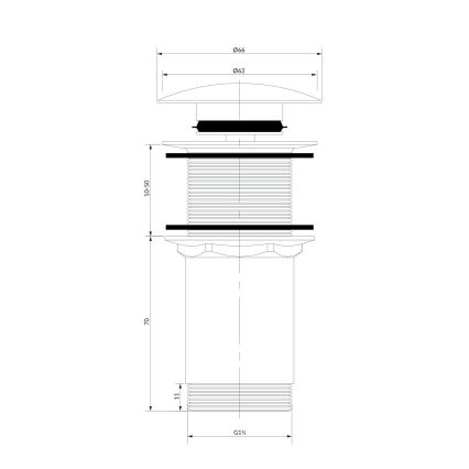 OMNIRES A716BR - Gornji dio sifona za umivaonik CLICK-CLACK pr. 6,6 cm četkani antikna brončana