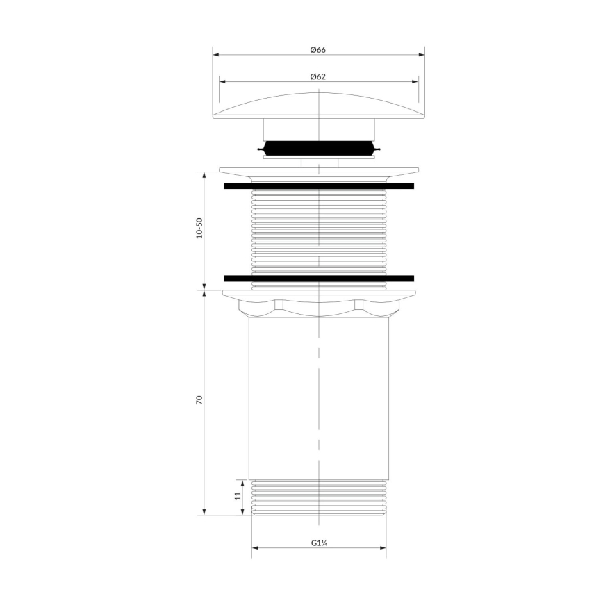 OMNIRES A716CP - Gornji dio sifona za umivaonik CLICK-CLACK pr. 6,6 cm sjajna bakar