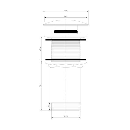 OMNIRES A716CR - Gornji dio sifona za umivaonik CLICK-CLACK pr. 6,6 cm sjajni krom