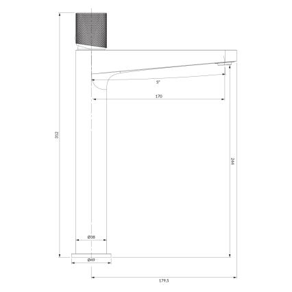 OMNIRES CT8012AT - Slavina za umivaonik CONTOUR 31,2 cm brušeni antracit