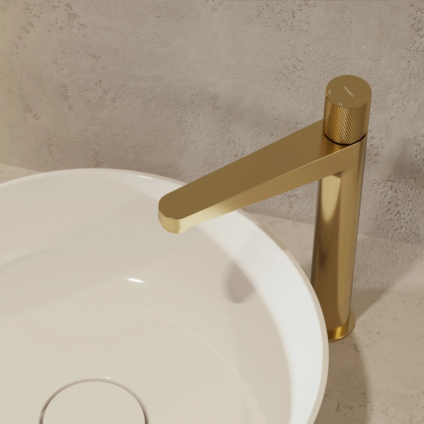 OMNIRES CT8012GLB - Miješalica za umivaonik CONTOUR 31,2 cm brušena zlatna