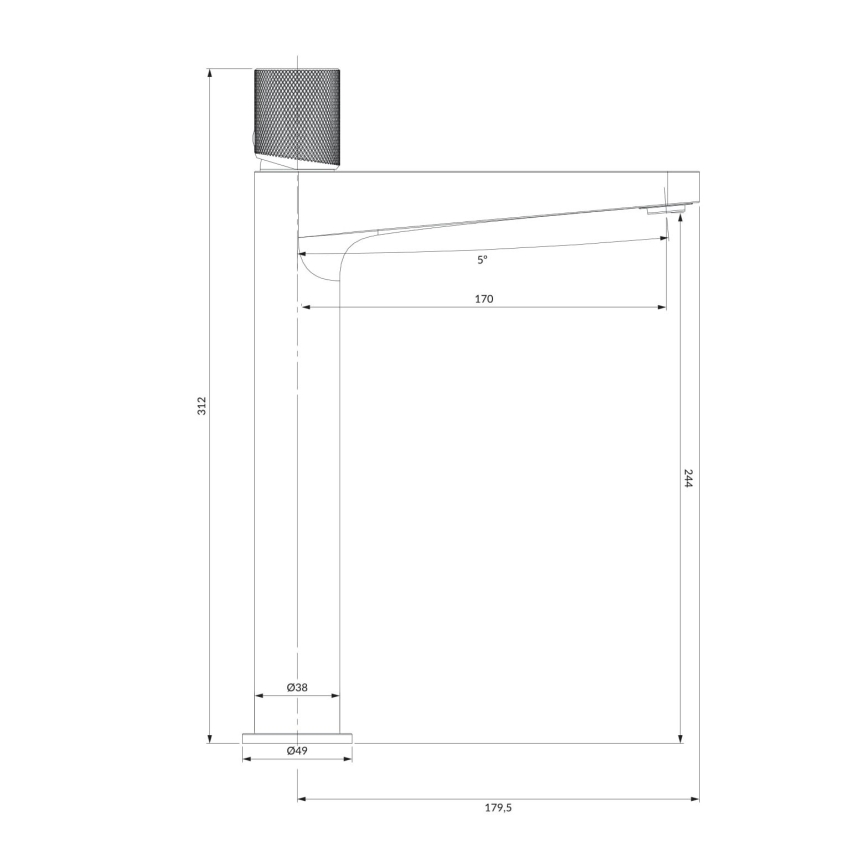 OMNIRES CT8012GLB - Miješalica za umivaonik CONTOUR 31,2 cm brušena zlatna