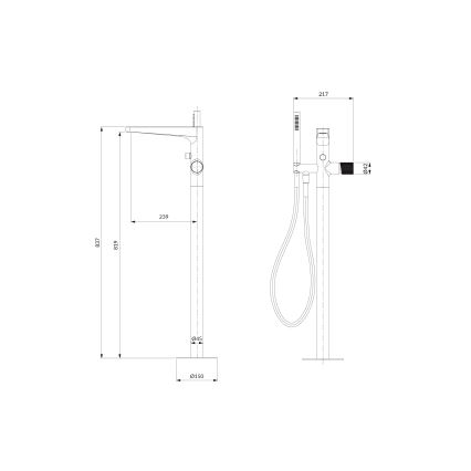 OMNIRES CT8033CR - Samostojeći set za kadu s baterijom CONTOUR sjajni krom