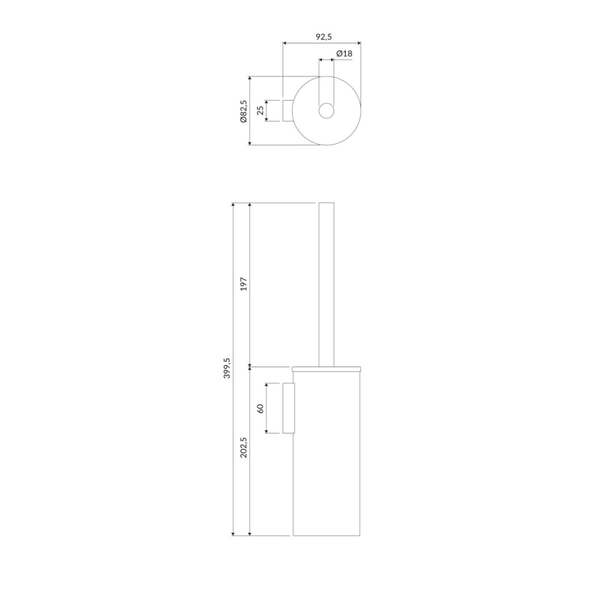 OMNIRES MP60621CR - Zidna četka za WC MODERN PROJECT sjajni krom