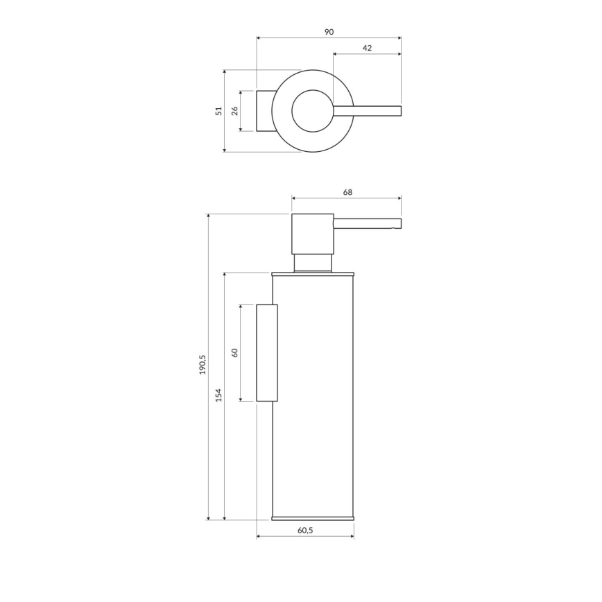 OMNIRES MP60721BL - Zidni dozator sapuna MODERN PROJECT 150 ml mat crna