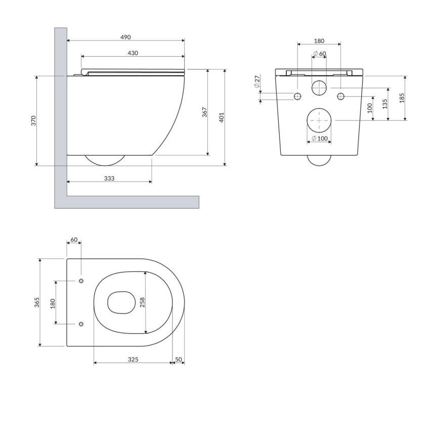 OMNIRES OTTAWASPXMWBM - Viseći WC s WC daskom SoftClose OTTAWA, keramika / mat bijela