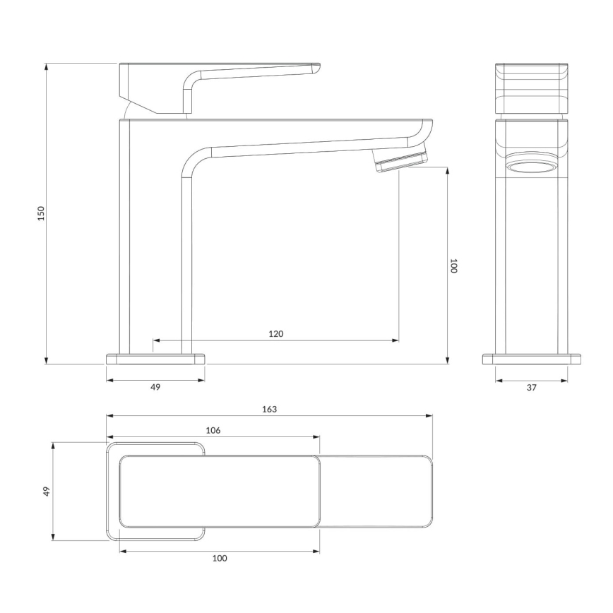 OMNIRES PM7410BL - Miješalica za umivaonik PARMA 15 cm mat crna