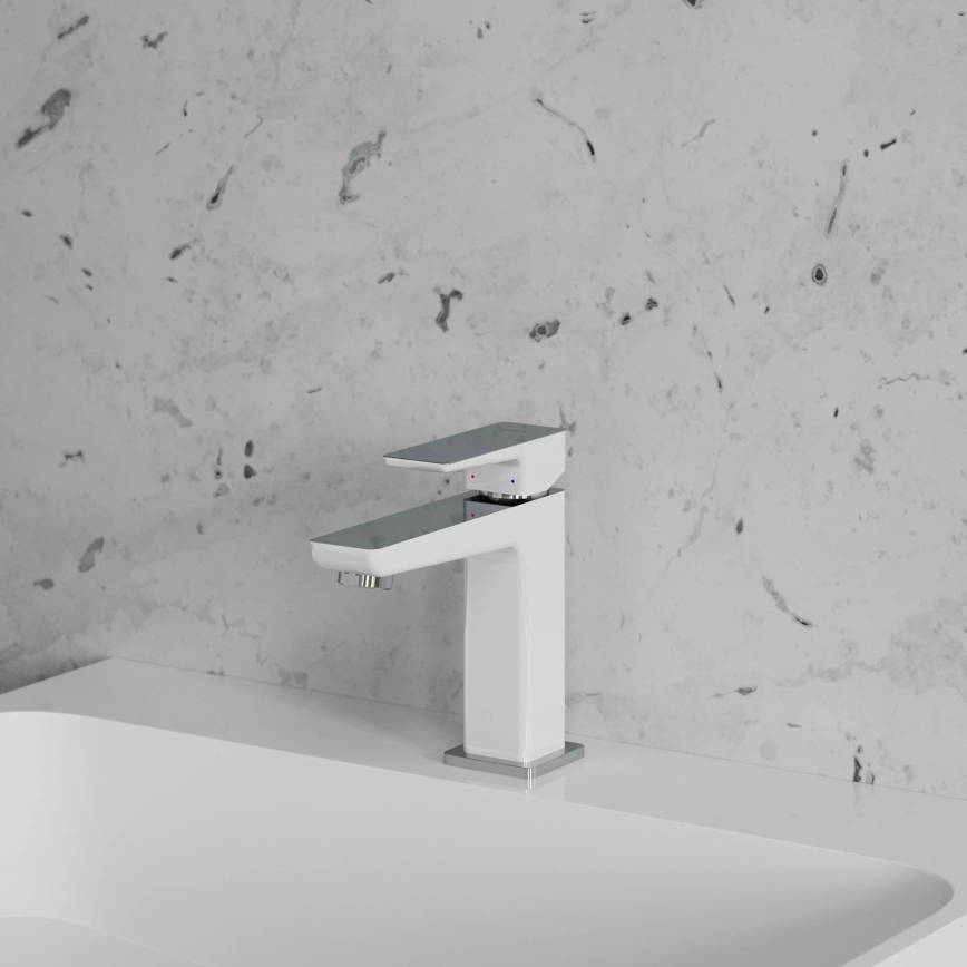 OMNIRES PM7410CRB - Miješalica za umivaonik PARMA 15 cm sjajni krom/bijela