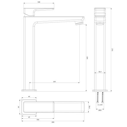OMNIRES PM7412BL - Miješalica za umivaonik PARMA 27,3 cm mat crna