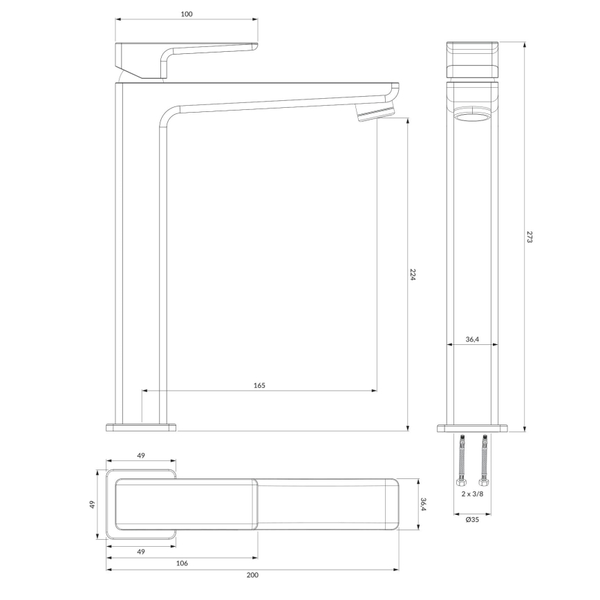 OMNIRES PM7412CRB - Miješalica za umivaonik PARMA 27,3 cm sjajni krom/bijela