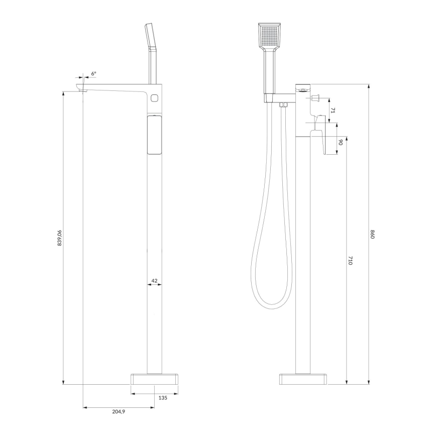 OMNIRES PM7433BL - Samostojeći set za kadu s miješalicom PARMA mat crna