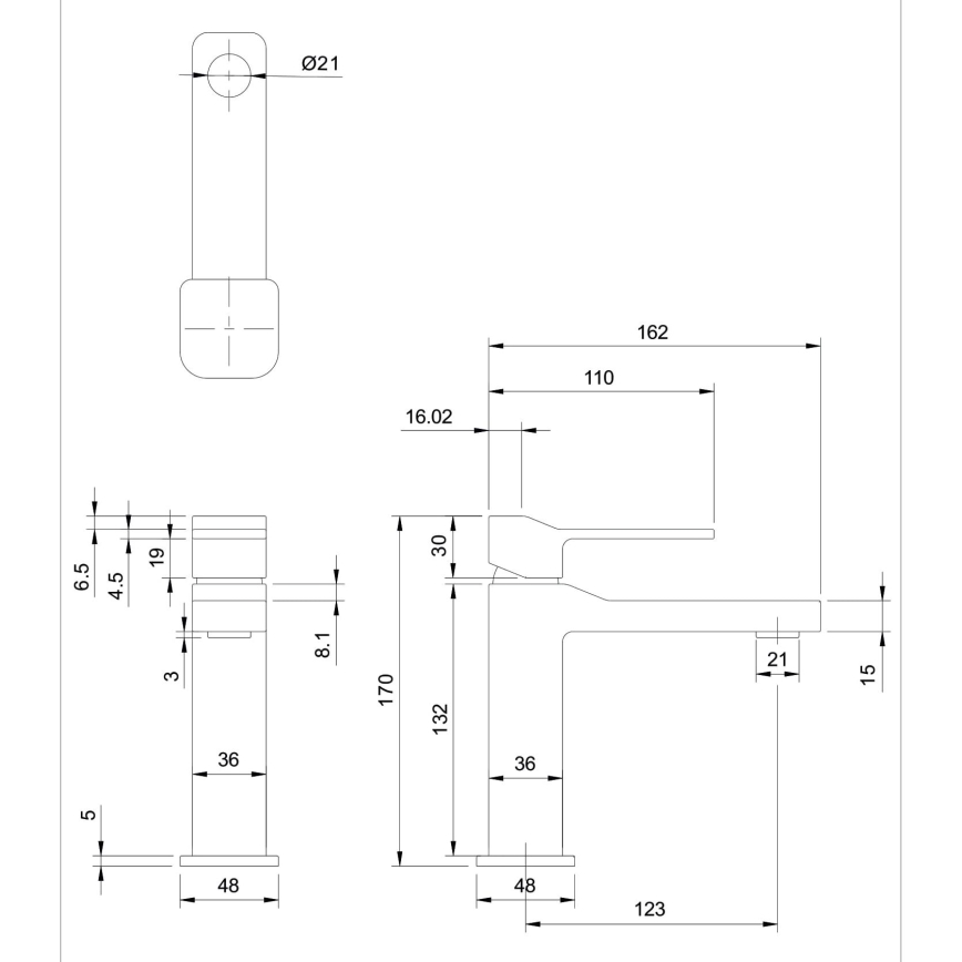 OMNIRES SL7710CR - Miješalica za umivaonik SLIDE 17 cm sjajni krom