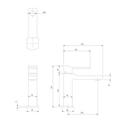 OMNIRES SL7710GR - Miješalica za umivaonik SLIDE 17 cm četkani grafit