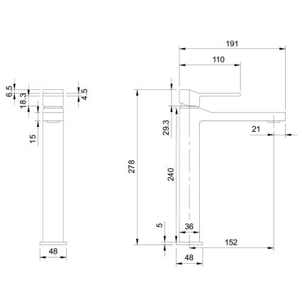 OMNIRES SL7712CR - Miješalica za umivaonik SLIDE 27,8 cm sjajni krom