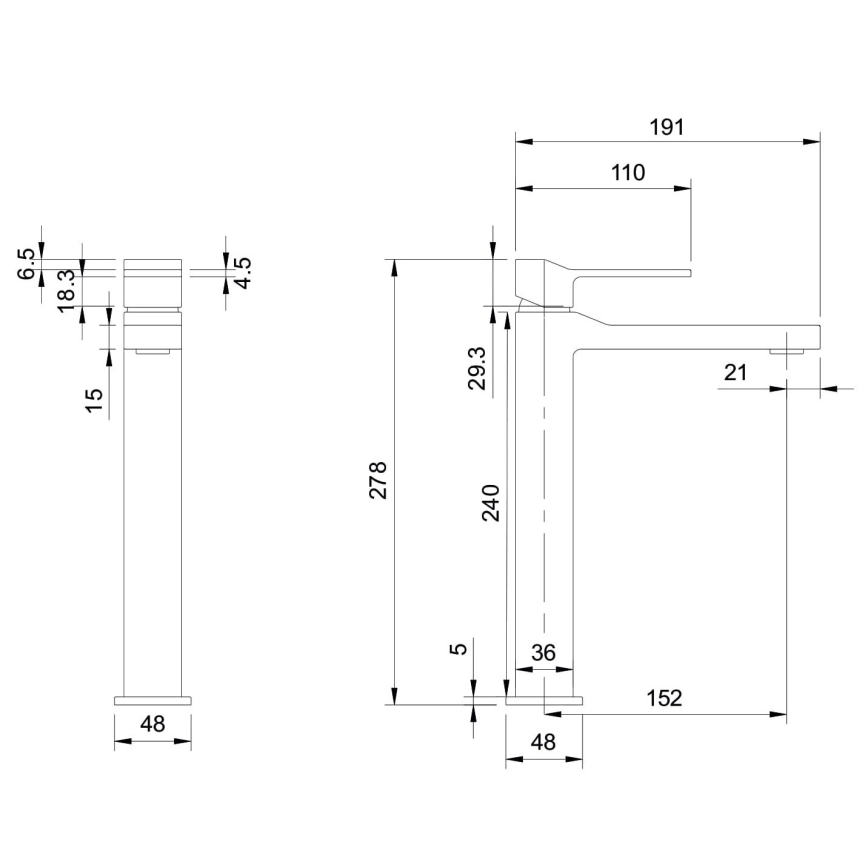 OMNIRES SL7712CR - Miješalica za umivaonik SLIDE 27,8 cm sjajni krom