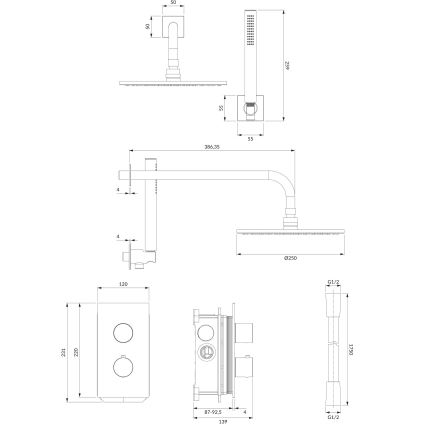 OMNIRES SYSCT11CR - Set za tuširanje s termostatskom podžbuknom miješalicom CONTOUR sjajni krom