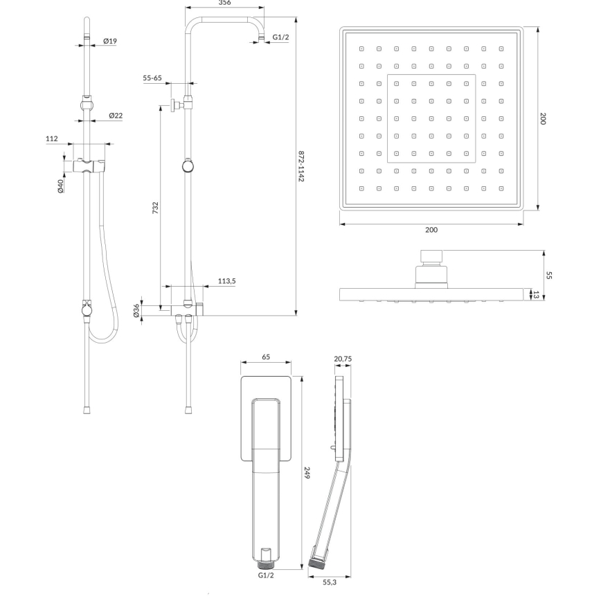 OMNIRES SYSJIMJIMBL - Tuš set JIMJIM mat crna