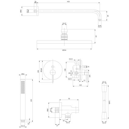 OMNIRES SYSY22XCR - Tuš set s podžbuknom baterijom Y sjajni krom