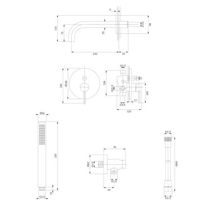 OMNIRES SYSYW01CR - Kupaonski set s podžbuknom baterijom Y sjajni krom