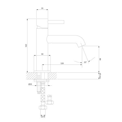 OMNIRES Y1210NCPB - Miješalica za umivaonik Y 16,2 cm četkani bakar