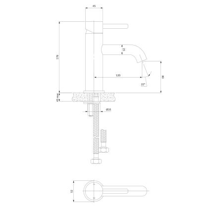 OMNIRES Y1210STCR - Miješalica za umivaonik Y 17,8 cm sjajni krom