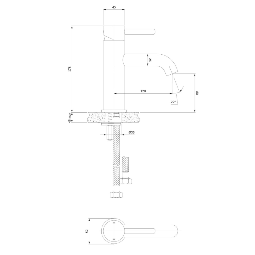 OMNIRES Y1210STCR - Miješalica za umivaonik Y 17,8 cm sjajni krom