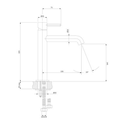 OMNIRES Y1212CCR - Miješalica za umivaonik Y 22,5 cm sjajni krom