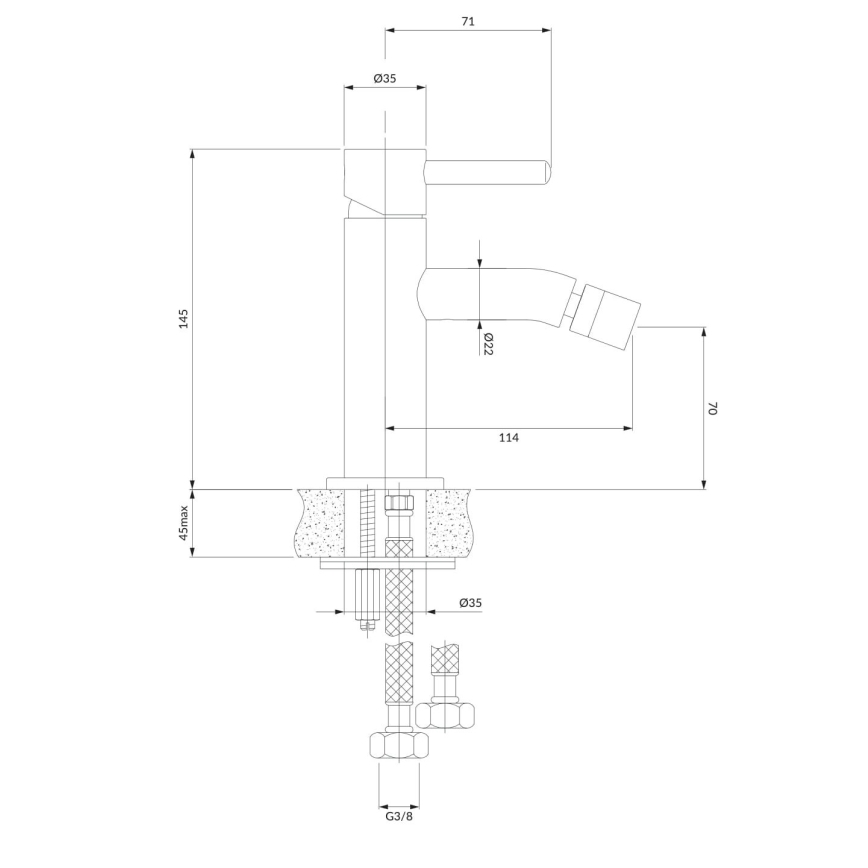 OMNIRES Y1220GLB - Miješalica za bide Y 14,5 cm brušena zlatna