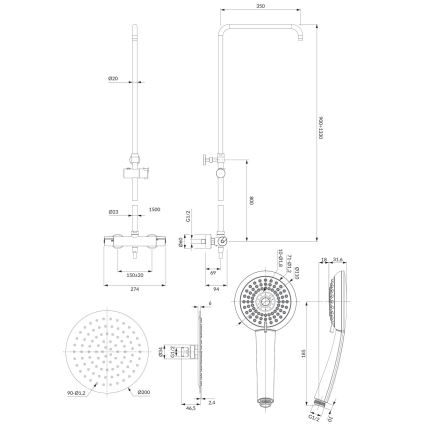 OMNIRES Y1244X/6CR - Tuš set s termostatskom baterijom Y sjajni krom