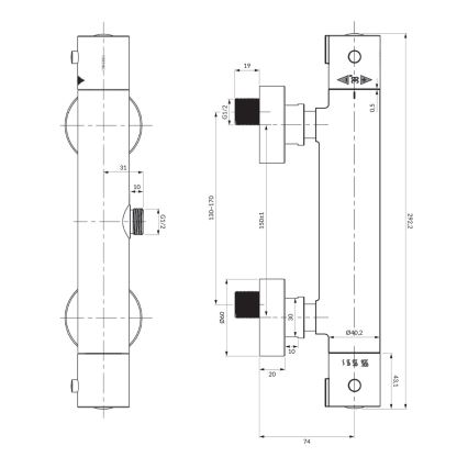 OMNIRES Y1246XCR - Termostatska miješalica za tuš Y sjajni krom