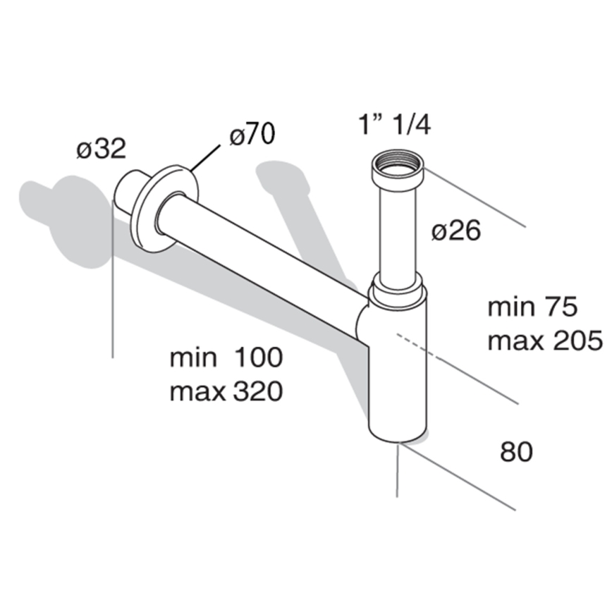Omp tea - Sifon za umivaonik MINITOTI DN32 mat crne boje