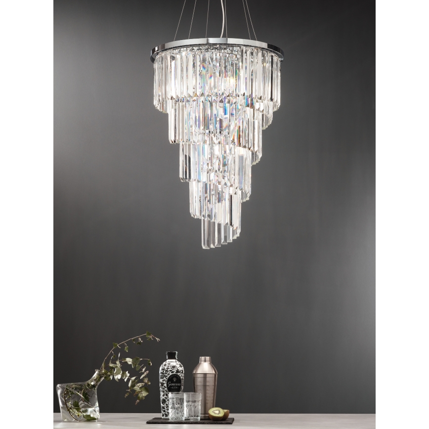 Ondaluce - Kristalni luster na sajli ALEXANDER 10xE14/10W/230V promjer 50 cm sjajni krom