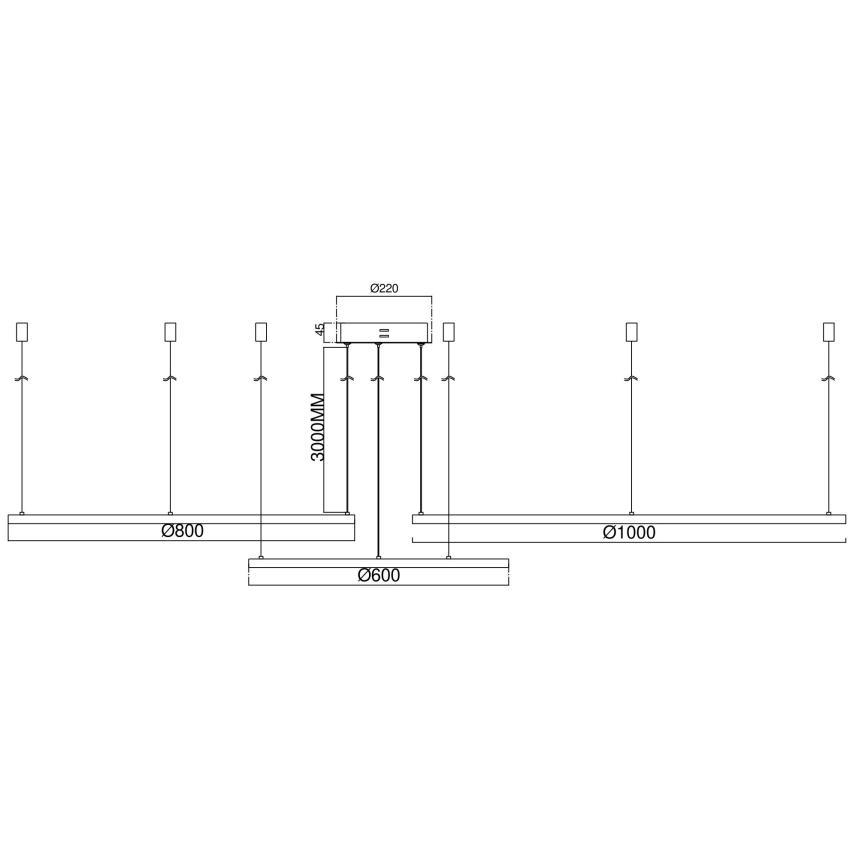 Ondaluce - LED luster na sajli SOEL s mogućnošću prigušivanja LED/28W/230V + LED/38W + LED/47W 3000/4000K promjer 100/80/60 cm bijela