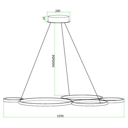 Ondaluce - LED luster na sajli s mogućnošću prigušivanja POIS LED/60W/230V zlatni