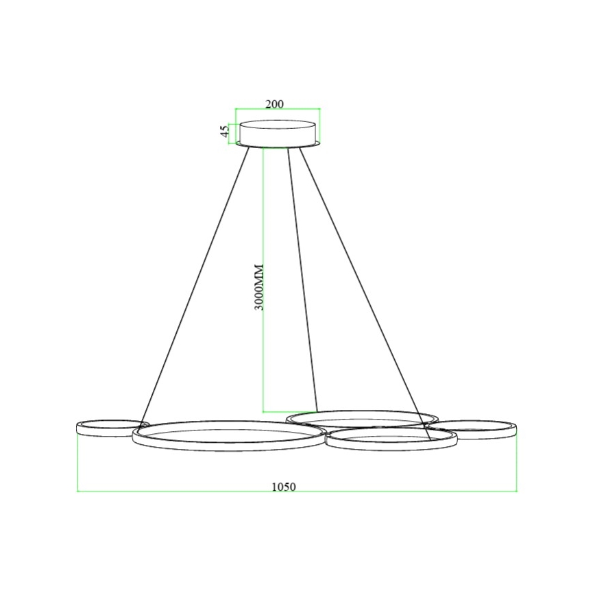 Ondaluce - LED luster na sajli s mogućnošću prigušivanja POIS LED/60W/230V zlatni