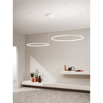 Ondaluce - LED prigušivi luster na sajli SOEL LED/28W/230V + LED/38W Ø 80/60 cm bijela