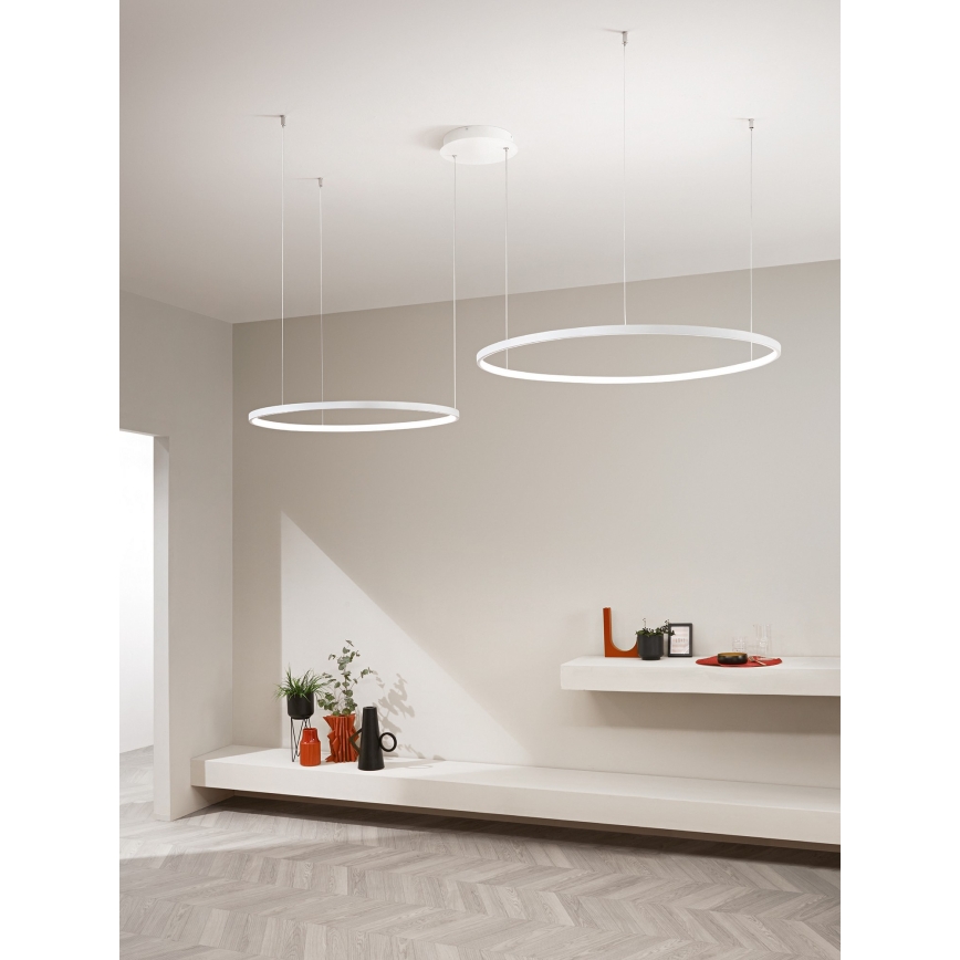 Ondaluce - LED prigušivi luster na sajli SOEL LED/28W/230V + LED/38W Ø 80/60 cm bijela