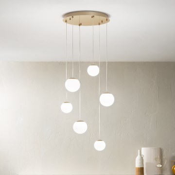 Ondaluce - LED luster na sajli SANTOS LED/48W/230V Ø 45 cm zlatna/bijela