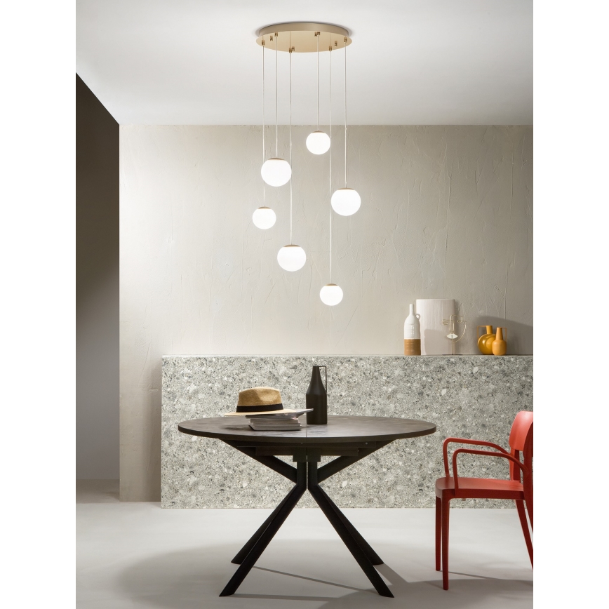 Ondaluce - LED luster na sajli SANTOS LED/48W/230V Ø 45 cm zlatna/bijela