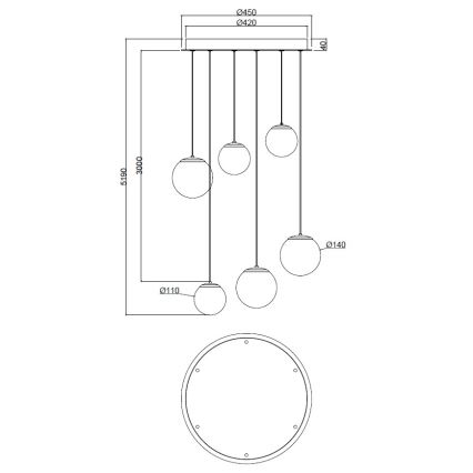 Ondaluce - LED luster na sajli SANTOS LED/48W/230V Ø 45 cm zlatna/bijela