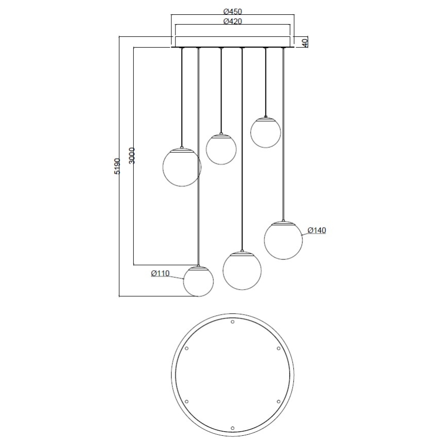 Ondaluce - LED luster na sajli SANTOS LED/48W/230V Ø 45 cm zlatna/bijela