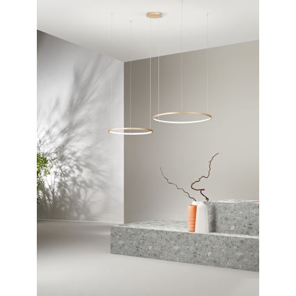Ondaluce - LED luster s mogućnošću prigušivanja na sajli SOEL LED/28W/230V + LED/38W Ø 80/60 cm zlatna